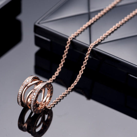 [LUXE]ZERO 1 PINK GOLD DIAMOND OPEN NECKLACE