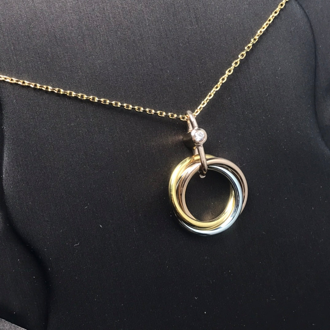 [LUXE]TRINITY SILVER GOLD PINK GOLD NECKLACE