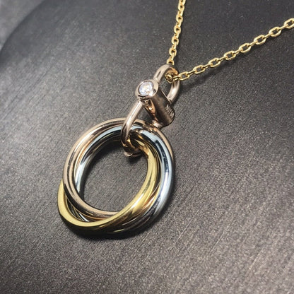 [LUXE]TRINITY SILVER GOLD PINK GOLD NECKLACE