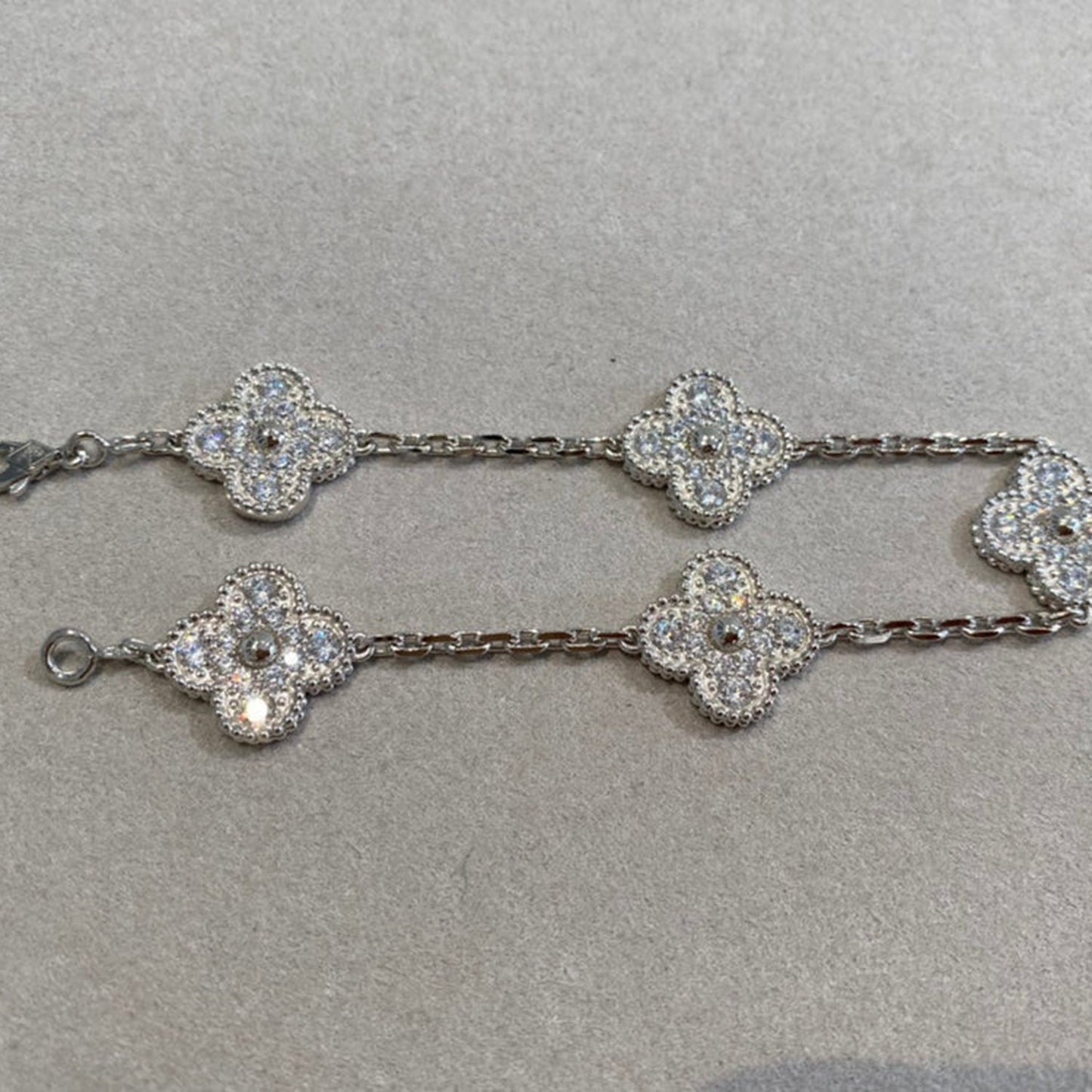 [LUXE] CLOVER 5 MOTIFS  DIAMOND BRACELET SILVER