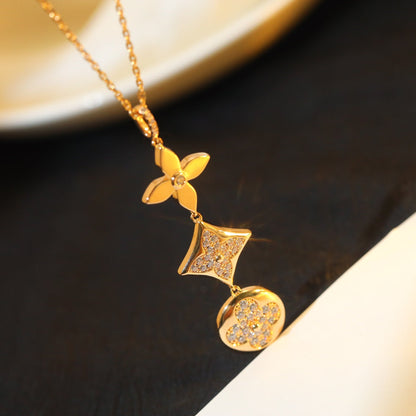 [LUXE]STAR AND SUN DIAMOND PINK GOLD NECKLACE