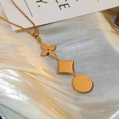 [LUXE]STAR AND SUN DIAMOND PINK GOLD NECKLACE