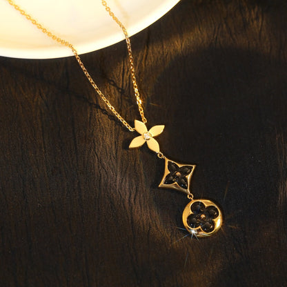 [LUXE]STAR AND SUN ONYX PINK GOLD NECKLACE