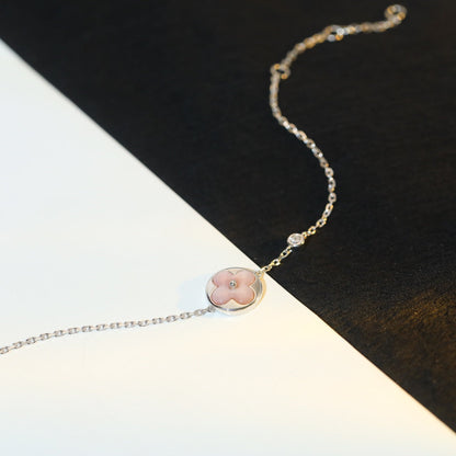 [LUXE]SUN MOTIF PINK MOP SILVER BRACELET