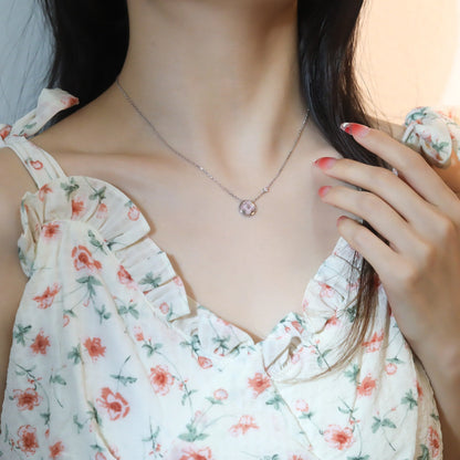 [LUXE]SUN PEDANT PINK GOLD 1 DIAMOND NECKLACE