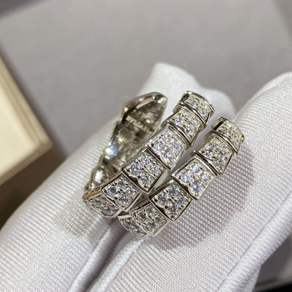 [LUXE]SERPENTI DOUBLE RING SILVER DIAMOND PAVED