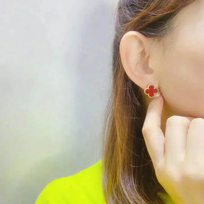 [LUXE] CLOVER MEDIUM 1 MOTIFS CARNELIAN  EARRINGS