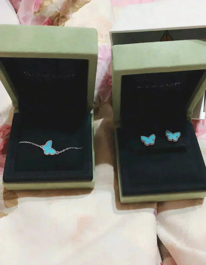 [LUXE] BUTTERFLY TURQUOISE EARRINGS SILVER