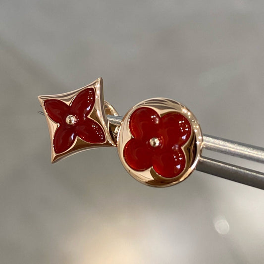 [LUXE]STAR AND SUN PINK GOLD CARNELIAN STUD EARRINGS