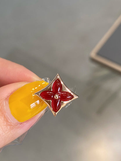 [LUXE]STAR AND SUN PINK GOLD CARNELIAN STUD EARRINGS