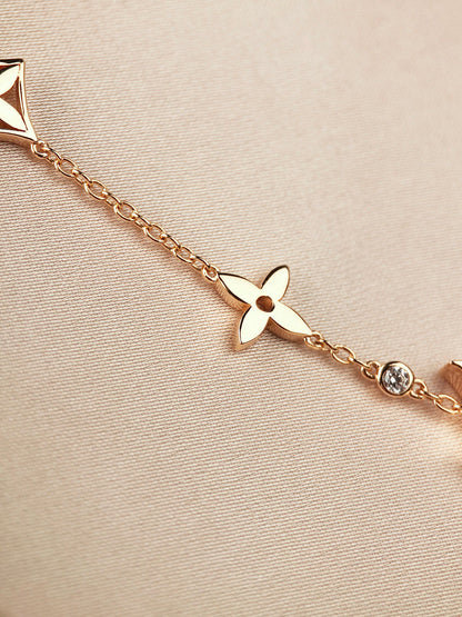 [LUXE]STAR AND SUN 7 MOTIFS GOLD BRACELET