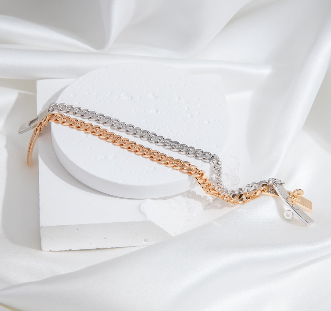 [LUXE]KELLY CHAIN SILVER DIAMOND BRACELET