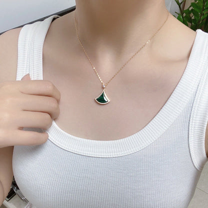 [LUXE]DREAM MALACHITE DIAMOND PAVED PINK GOLD NECKLACE