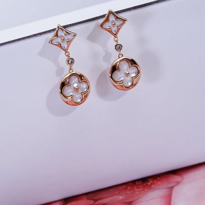 [LUXE]STAR AND SUN PINK GOLD MOP DROP EARRINGS