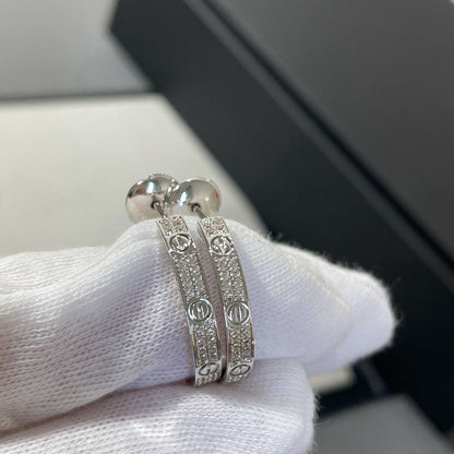 [LUXE]LOVE DIAMOND SILVER HOOP EARRINGS