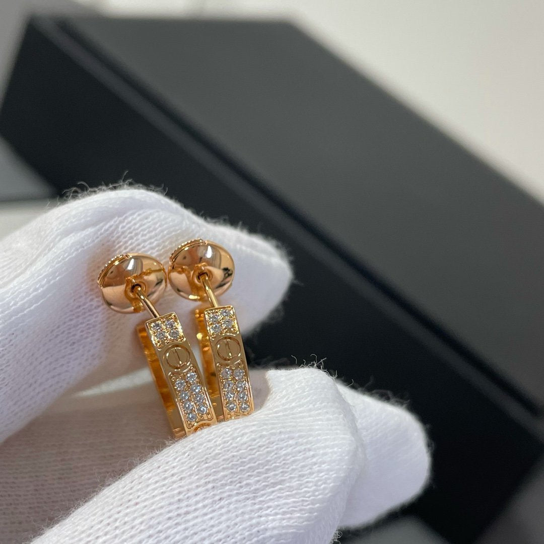 [LUXE]LOVE DIAMOND PINK GOLD HOOP EARRINGS