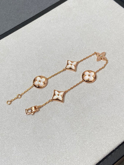 [LUXE]STAR AND SUN 5 MOTIF MOP PINK GOLD BRACELET