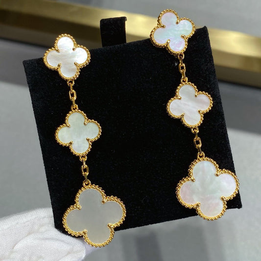 [LUXE] CLOVER MOP 3 MOTIFS GOLD EARRINGS