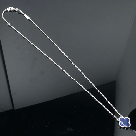 [LUXE] CLOVER PIETERSITE SILVER LONG NECKLACE