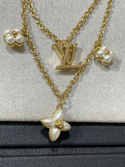 [LUXE]FLOWERGRAM GOLD MOP DOUBLE ROW NECKLACE