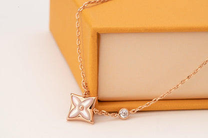 [LUXE]STAR PINK MOP 1 DIAMOND PINK GOLD NECKLACE