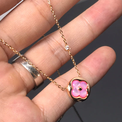 [LUXE]COLOR BLOSSOM PINK MOP SUN GOLD NECKLACE