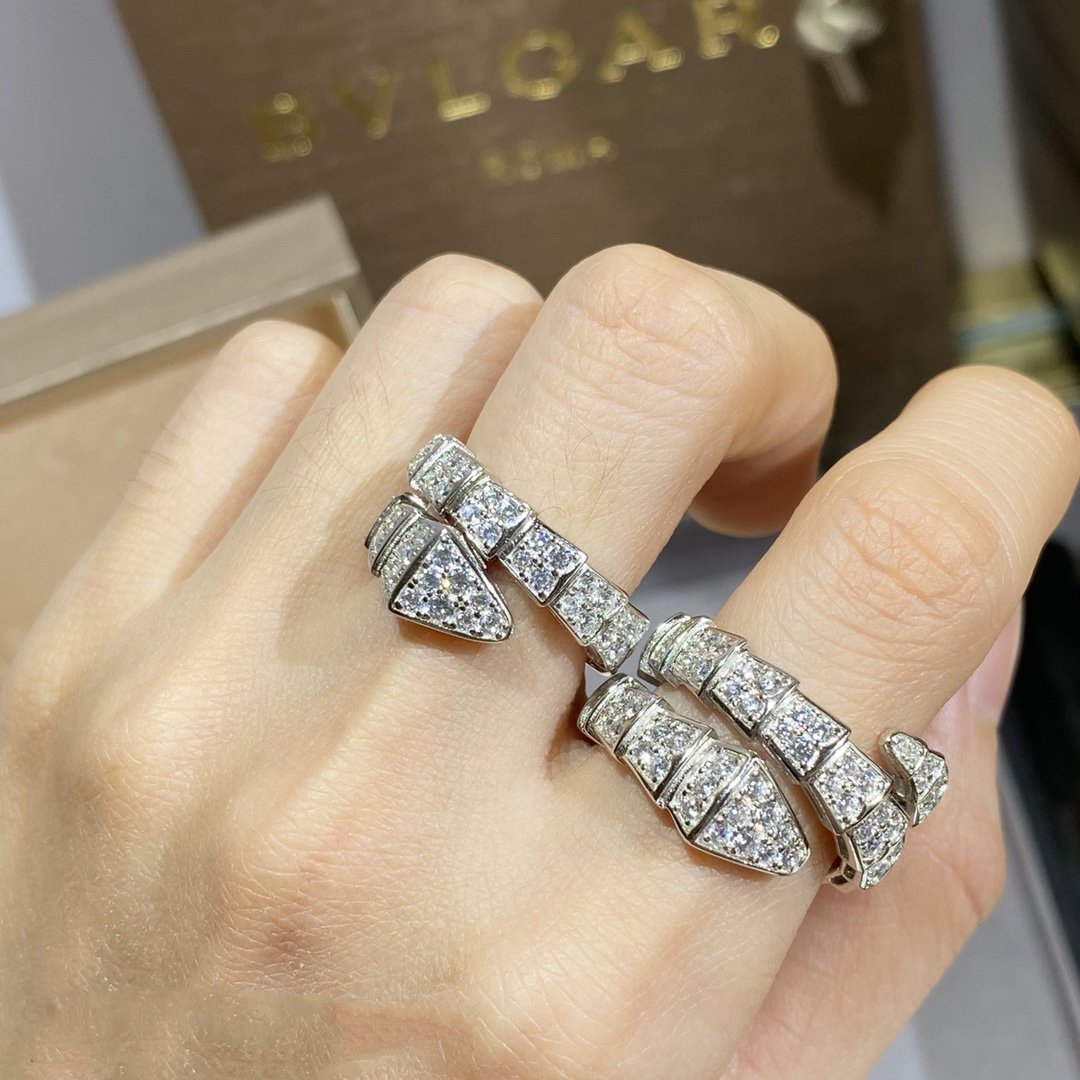 [LUXE]SERPENTI RING SILVER DIAMOND PAVED