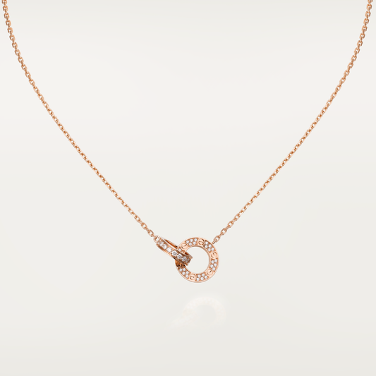 [Luxe] COLLIER LOVE 7,6MM OR ROSE ET ARGENT FULL DIAMOND