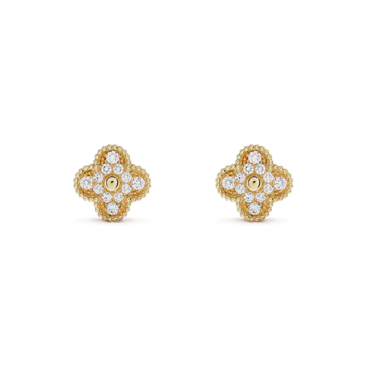 [LUXE] CLOVER MEDIUM 1 MOTIFS FUll DIAMOND EARRINGS