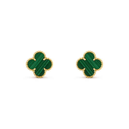 [LUXE] CLOVER MEDIUM 1 MOTIFS MALACHITE  EARRINGS