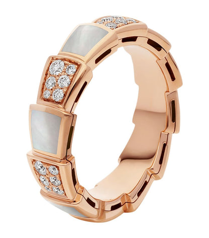 [LUXE]SERPENTI RING PINK GOLD MOP DIAMOND PAVED 4MM