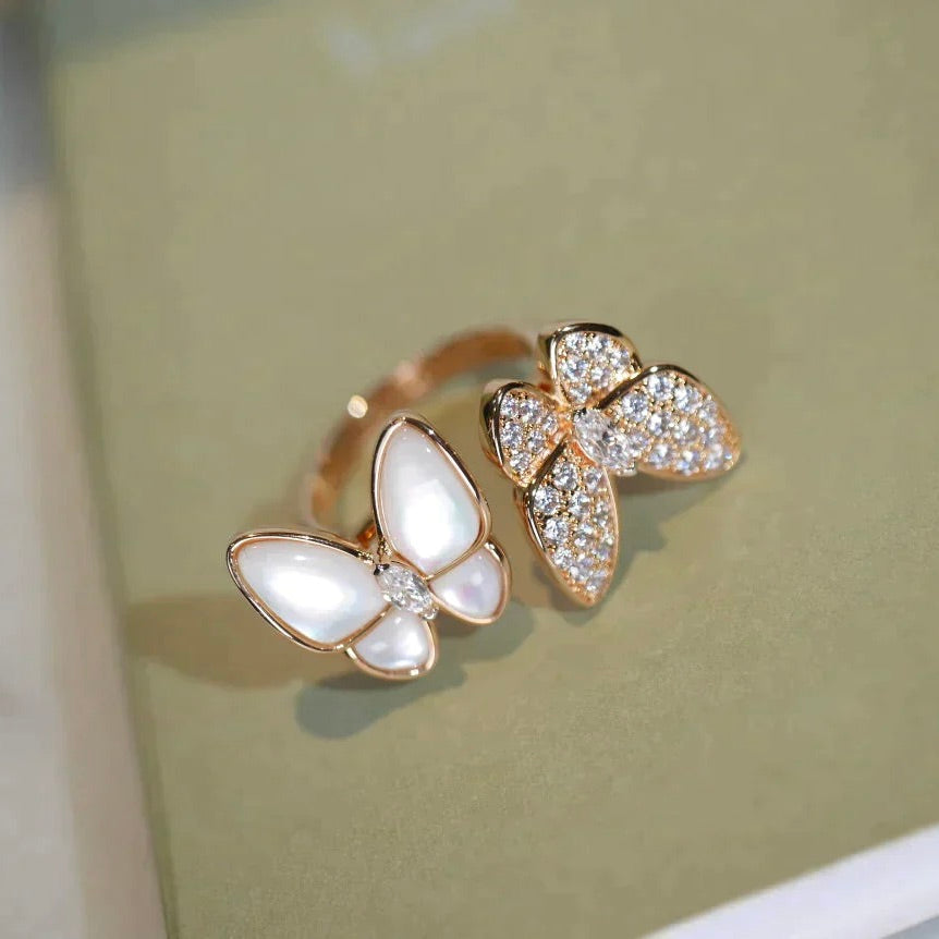 [LUXE] TWIN BUTTERFLY DIAMOND MOP RING