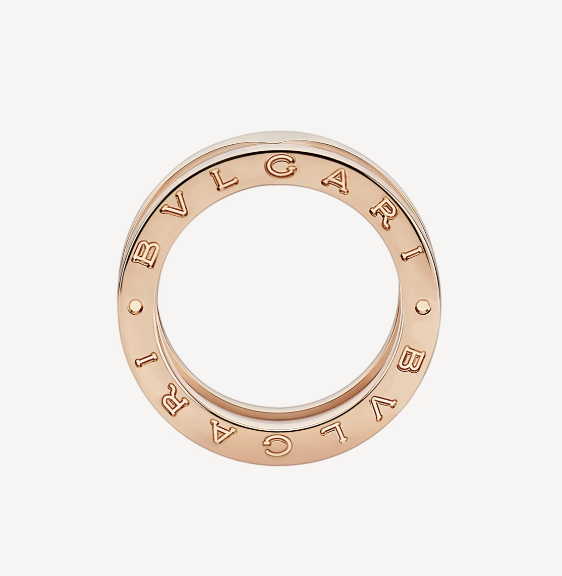 [LUXE]ZERO 1 TWO-BAND LOOPS AND WHITE CERAMIC SPIRAL PINK GOLD RING