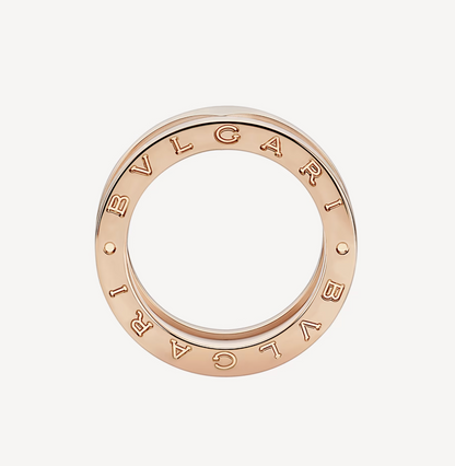 [LUXE]ZERO 1 TWO-BAND LOOPS AND WHITE CERAMIC SPIRAL PINK GOLD RING