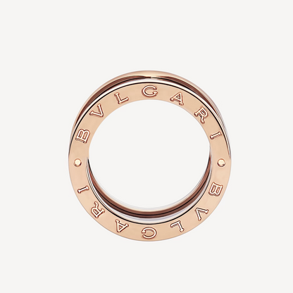 [LUXE]ZERO 1 FOUR-BAND LOOPS AND BLACK CERAMIC SPIRAL PINK GOLD RING