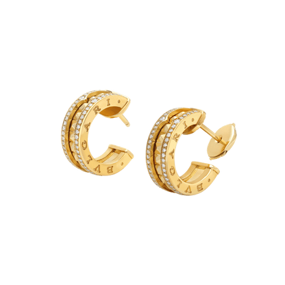 [LUXE]ZERO 1 ROCK GOLD EARRINGS WITH STUDDED SPIRAL AND PAVED DIAMONDS