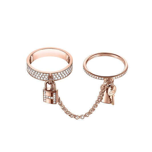 [LUXE]HM KELLY CLOCHETTE DOUBLE RING IN ROSE GOLD WITH DIAMONDS