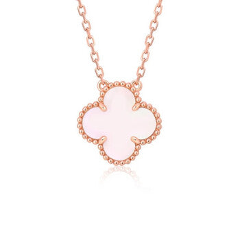 [LUXE] CLOVER 15MM PINK MOTHER-OF-PEARL SINGLE FLOWER NECKLACE