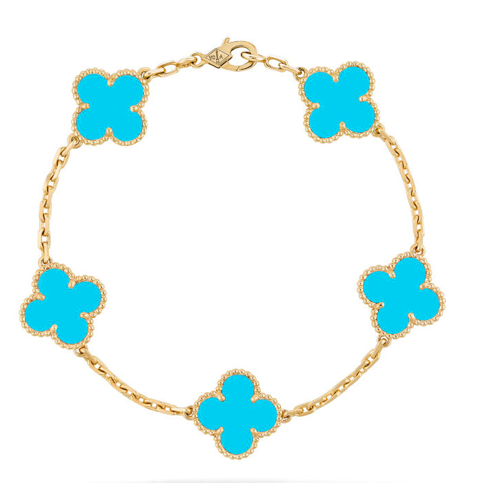 [LUXE] CLOVER 5 MOTIFS TURQUOISE BRACELET