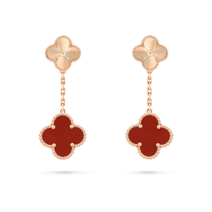 [LUXE] CLOVER 2 MOTIF  LASER CARNELIAN EARRINGS