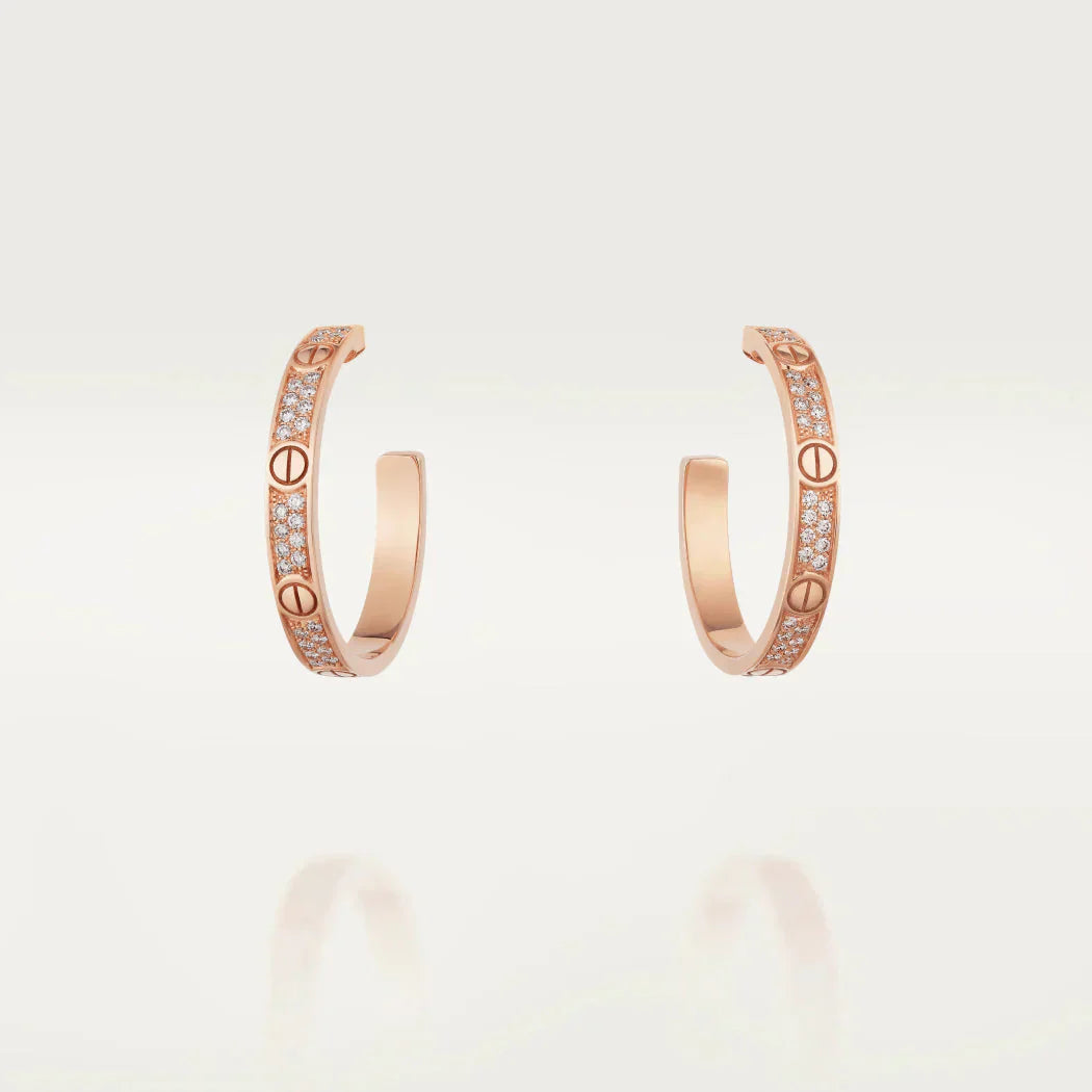 [LUXE]LOVE DIAMOND PINK GOLD HOOP EARRINGS