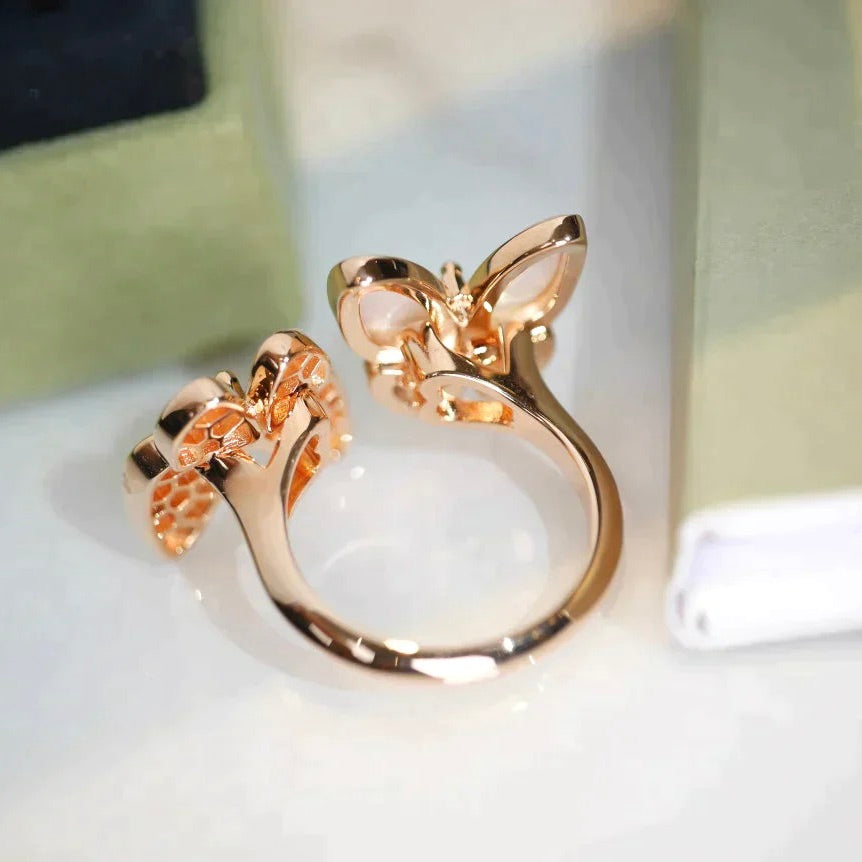 [LUXE] TWIN BUTTERFLY DIAMOND MOP RING