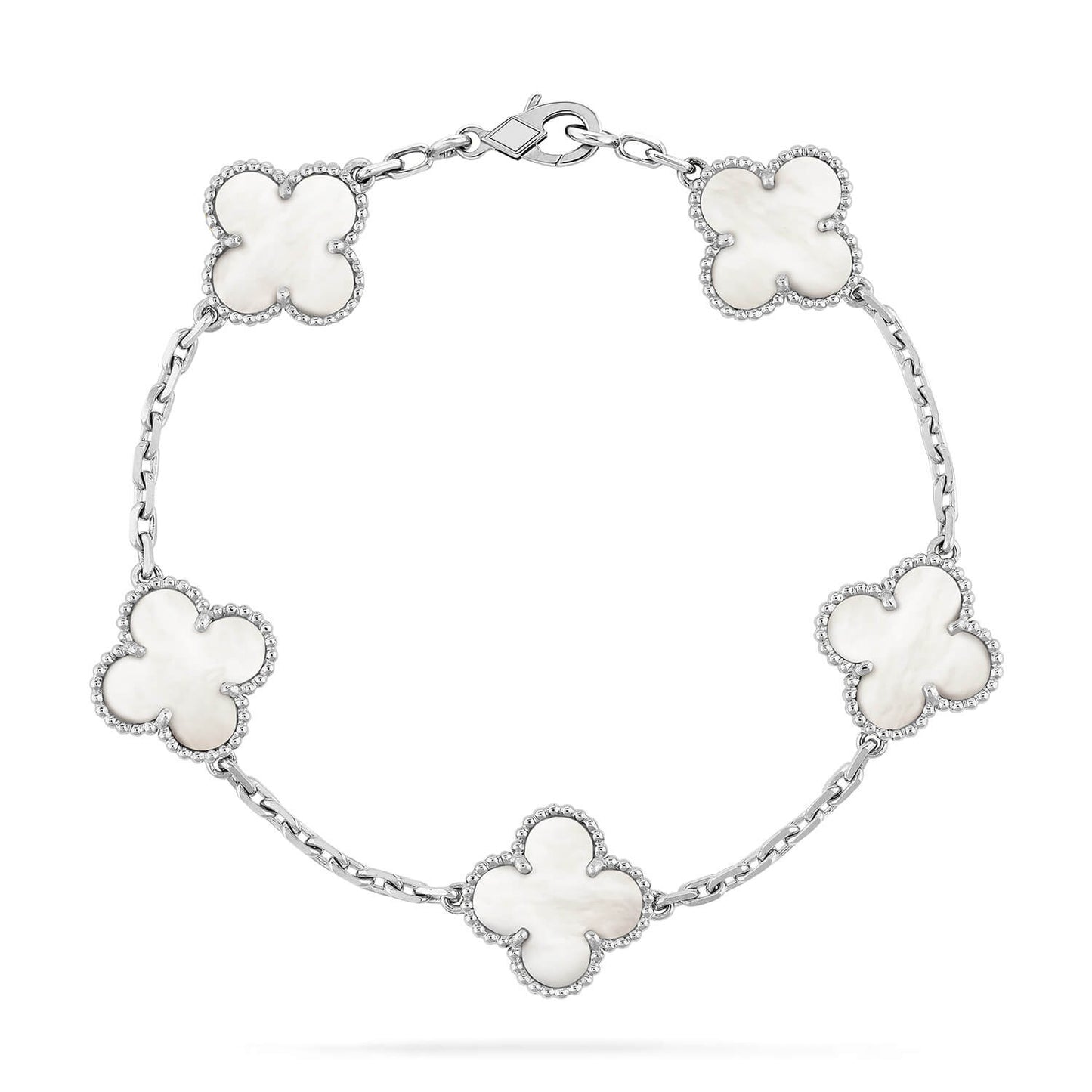 [LUXE] CLOVER SILVER MOP 5 MOTIF BRACELET