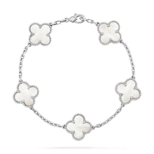 [LUXE] CLOVER SILVER MOP 5 MOTIF BRACELET