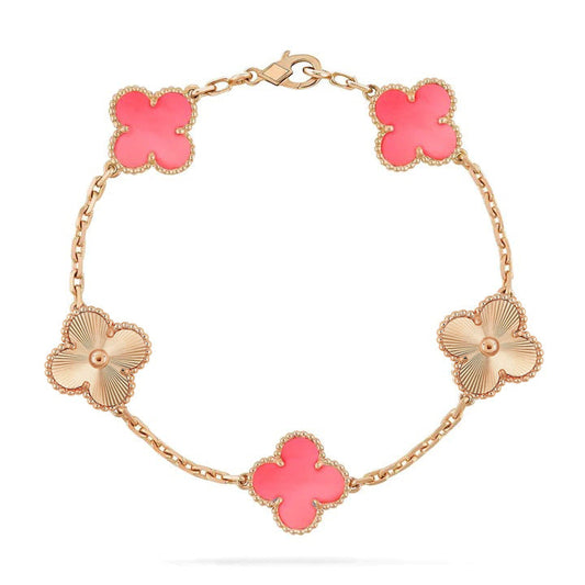 [LUXE] CLOVER BRACELET 5 MOTIF PINK AND PINK GOLD