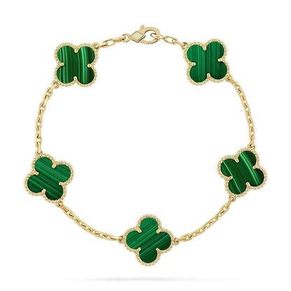 [LUXE] CLOVER 5 MOTIFS MALACHITE BRACELET