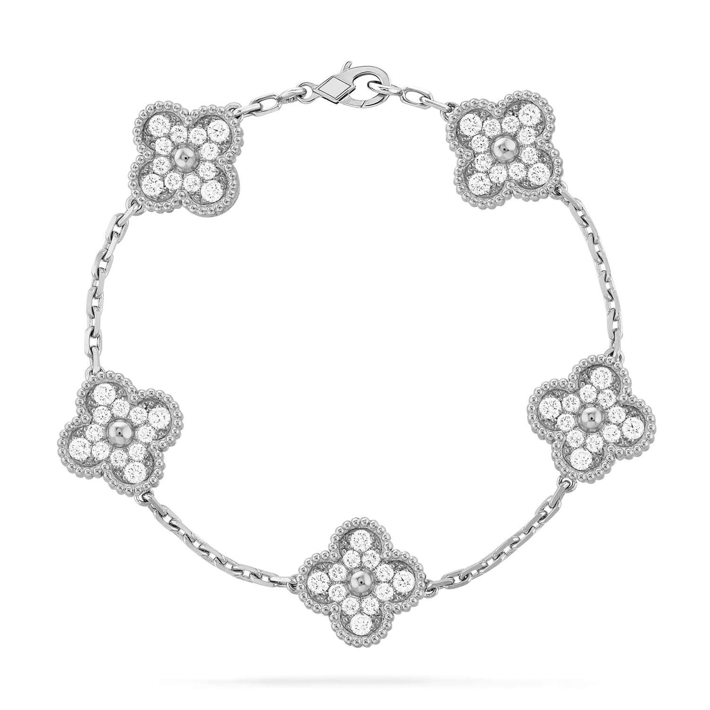 [LUXE] CLOVER 5 MOTIFS  DIAMOND BRACELET SILVER