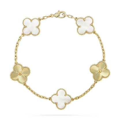 [LUXE] CLOVER BRACELET 5 MOTIF WHITE MOP PINK GOLD