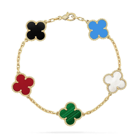 [LUXE] CLOVER 5 MOTIFS MULTICOLOR  BRACELET