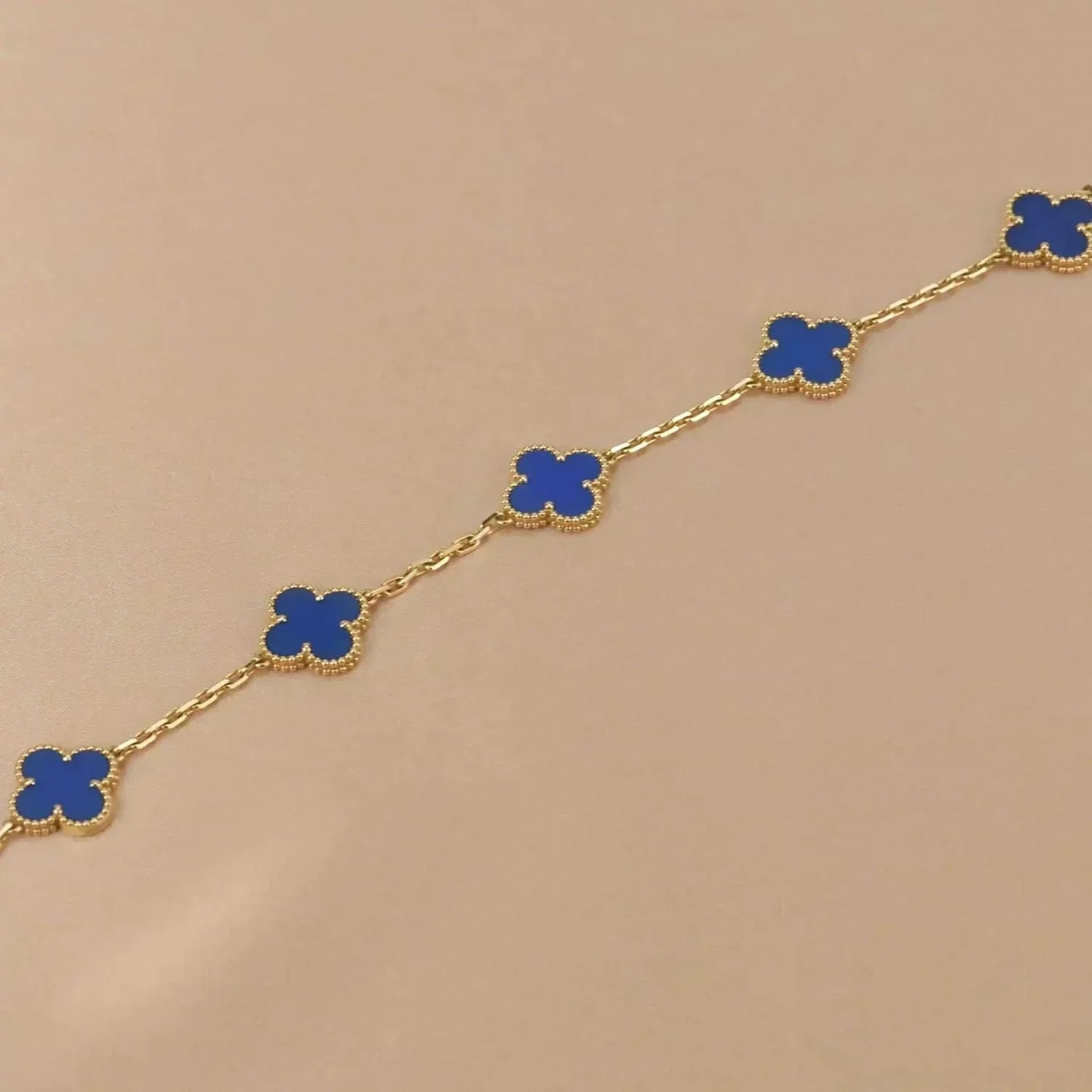 [LUXE] CLOVER 5 MOTIFS BLUE AGATE BRACELET